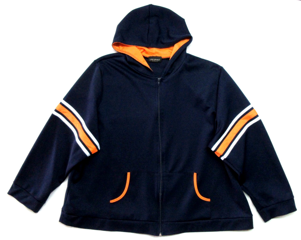 LANE BRYANT 22-24 Blue Armband Full-Zip Hoodie Sweatshirt 3x Plus